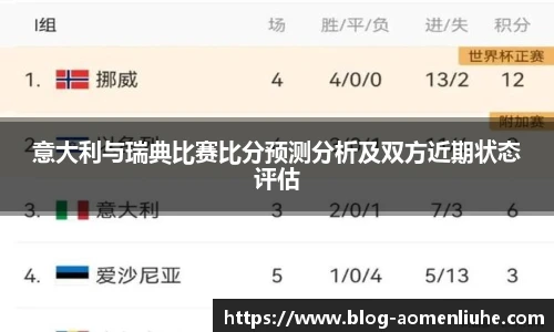 意大利与瑞典比赛比分预测分析及双方近期状态评估